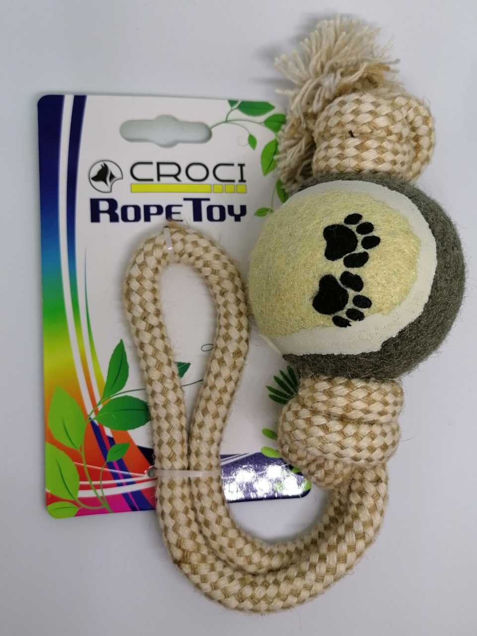 CROCI Eco natūrali virvė su kamuoliuku 6x34cm